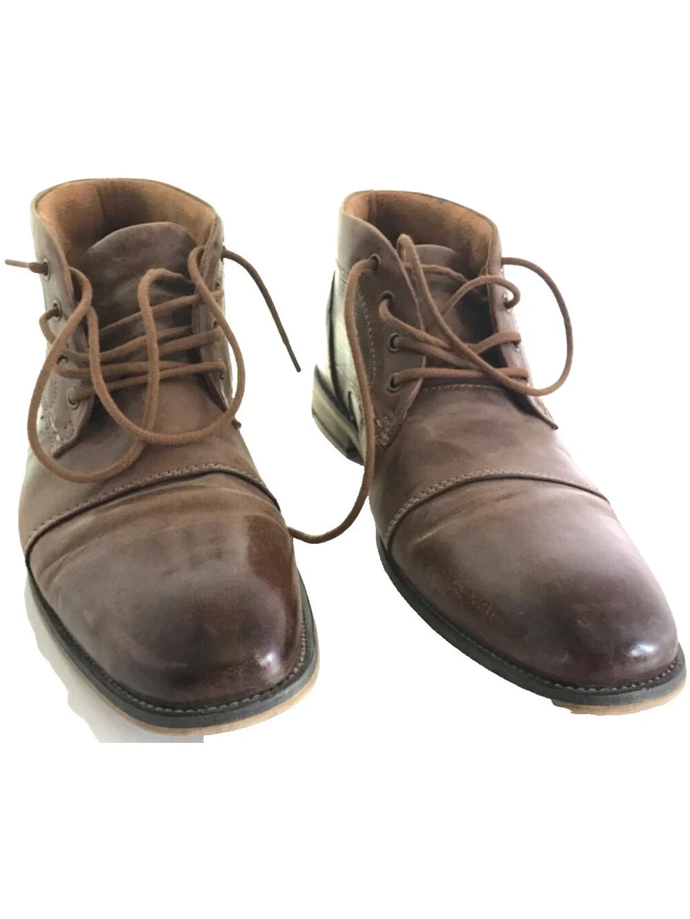 Steve Madden Mens P-Klatin Brown Leather Lace-Up Ankle P-Klatan Boots Size 9